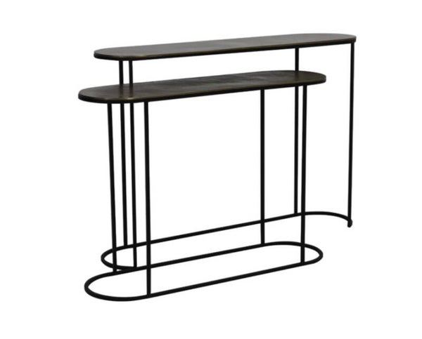 Side Table ‘Bocov’ Set 2 Antique Bronze / Black | Light & Living | 118x28x81 cm