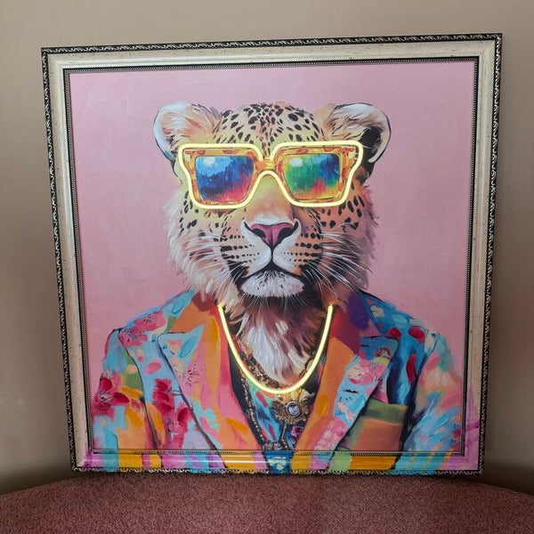 Neon LED Schilderij | Fancy Tiger | 84x84x4cm