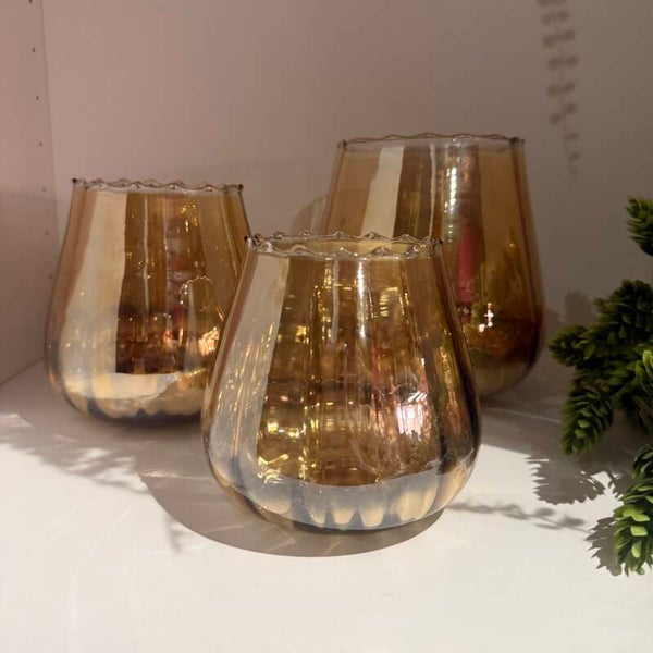 Amber Gold Windlicht | Verkrijgbaar in 3 maten