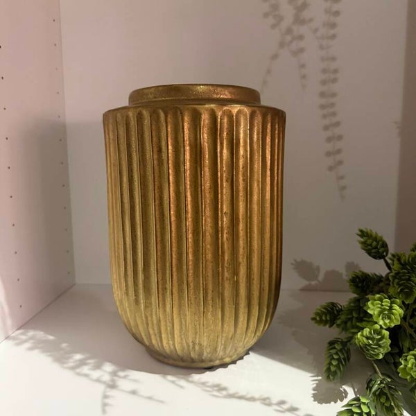 Aardewerk Vaas Goud Ribbel