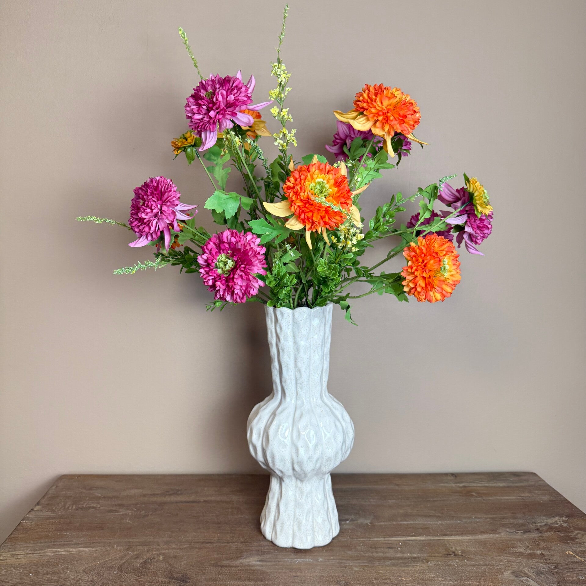 Vaas Inclusief Zijden Bloemen Boeket Tropical