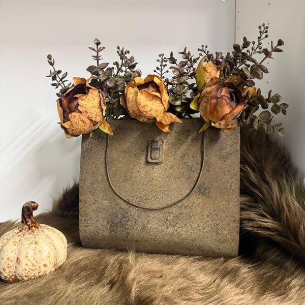 Tas Vaas Met Zijden Bloemen | Bruin