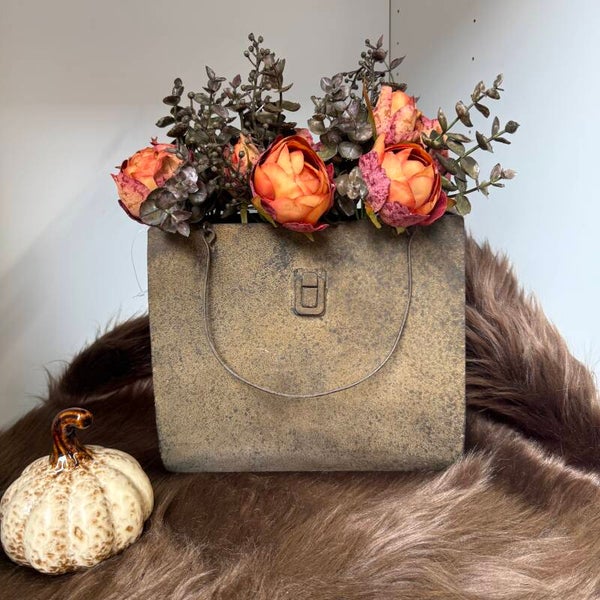 Tas Vaas Inclusief Zijden Bloemen Orange
