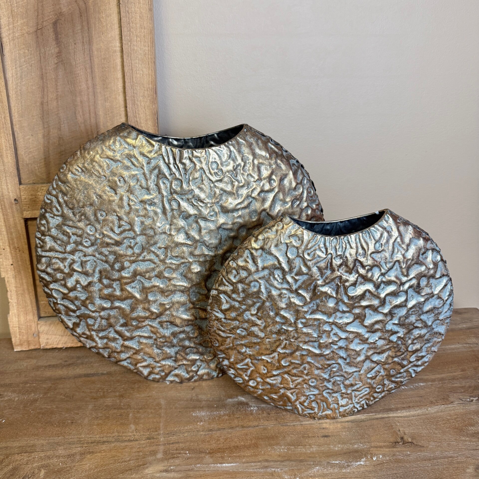 Platte Ovale Vaas | Bronzey Gold | In 2 maten