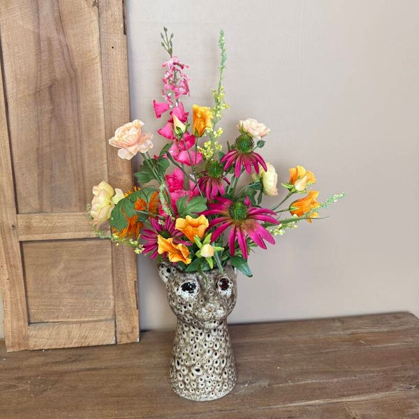 Panter Vaas Inclusief Zijden Bloemen Boeket