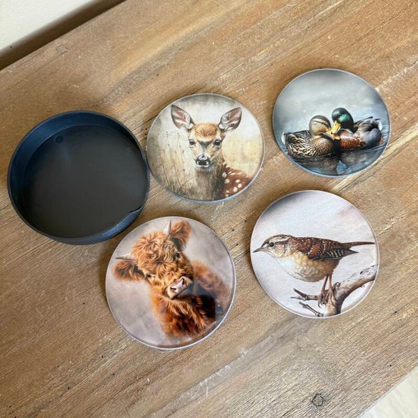 Set 4 Onderzetters Met Houder | Dieren