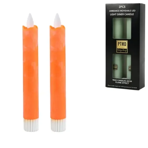 PTMD LED dinerkaars op batterij orange 2,2 x 16 cm set van 2