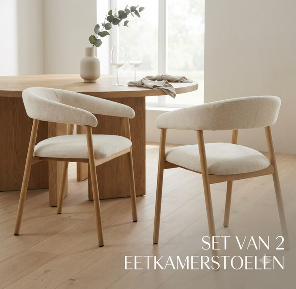 Eetkamerstoel Scandic – Beige Eiken | SET VAN 2