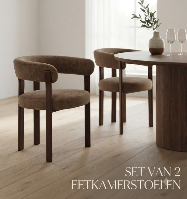 Eetkamerstoel Rose – Taupe met Armleuning | SET VAN 2