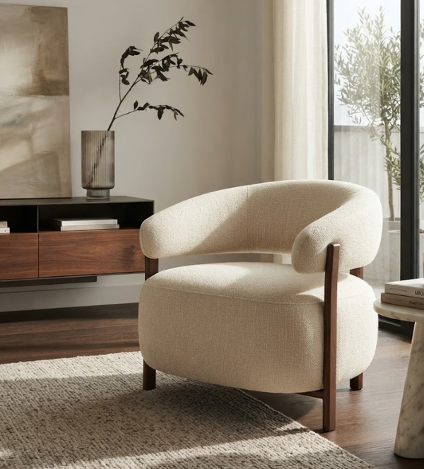 Fauteuil Rose – Beige / Walnoot