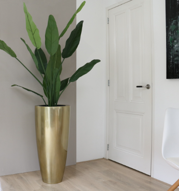 Hoge Bloempot 'Kentucky' Gold | Ø37 x H80 cm