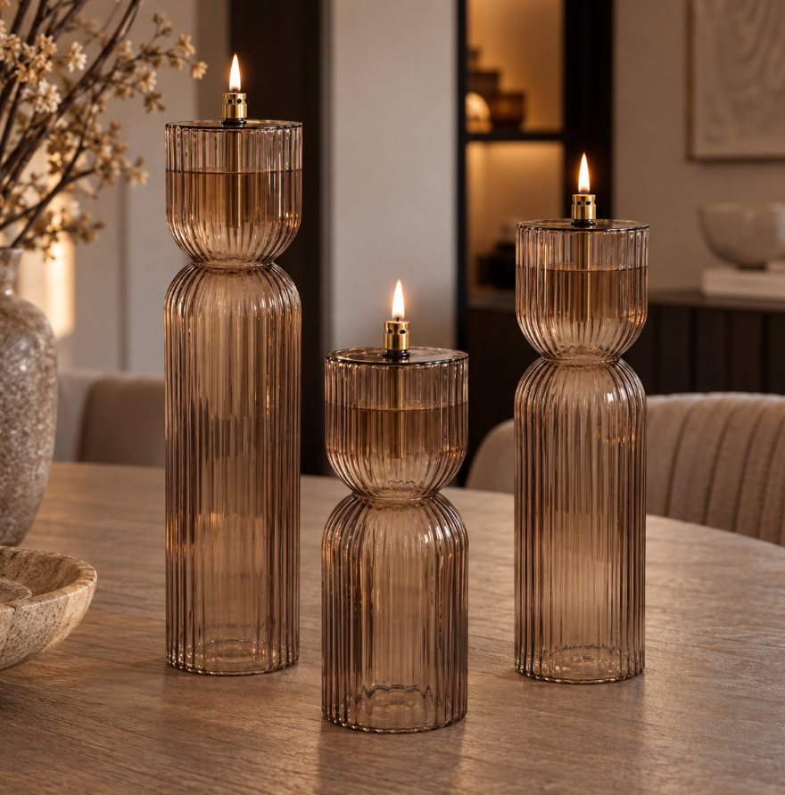 Luxe Olielampen Ribbel | Champagne Brass | Verkrijgbaar in 3 maten