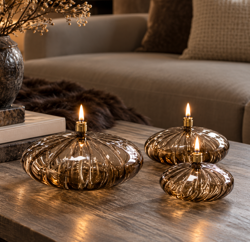 Luxe Olielampen Disc | Champagne Brass | Verkrijgbaar in 3 maten
