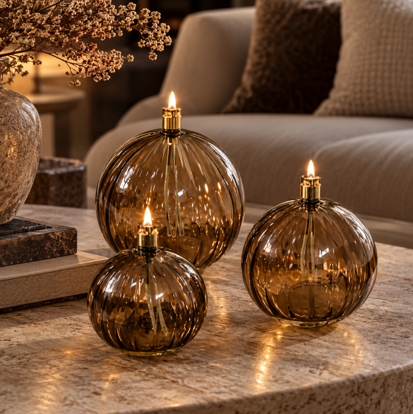 Luxe Olielampen Round Elegant | Champagne Brass | Verkrijgbaar in 3 maten
