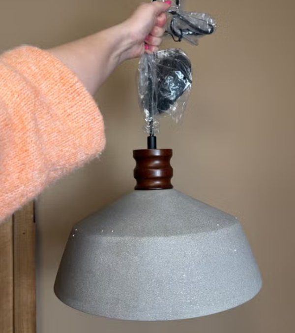 Beton Hanglamp | Grijs/Walnoot