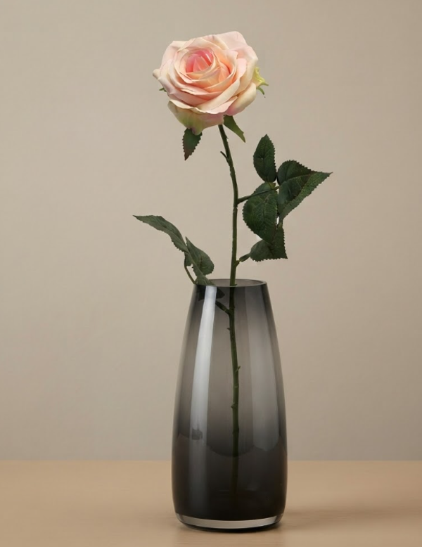 Kunstbloem Roos Creme/Pink | 64cm