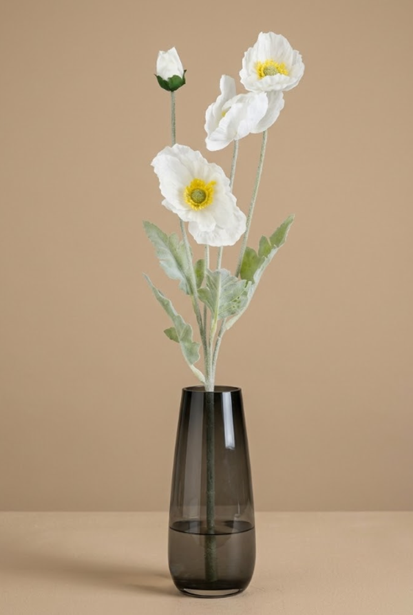 Kunstbloemen Klaproos Real Touch Wit | 61cm