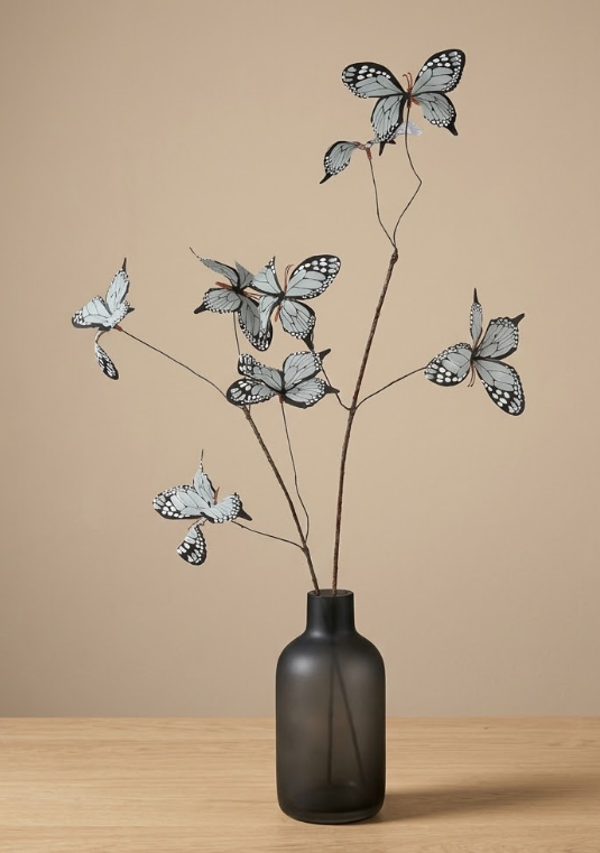 Kunsttak Vlinders Grijs | 77cm