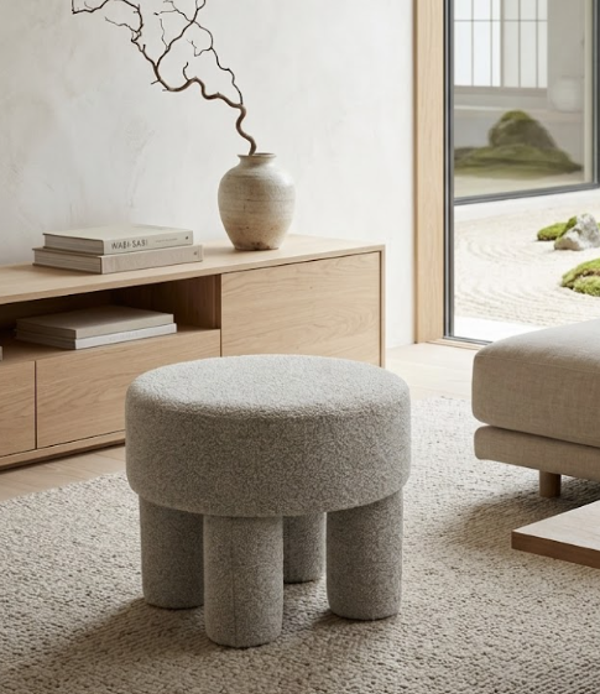 Poef Demi – Bouclé Naturel