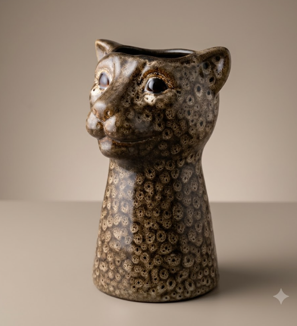 Aardewerk Vaas 'Luipaard' | 14,5x14,5x22,5cm