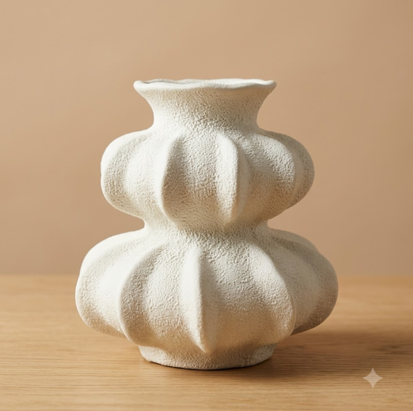 Aardewerk Vaas Ivory ‘Nobu’ | 17x17x18,5cm