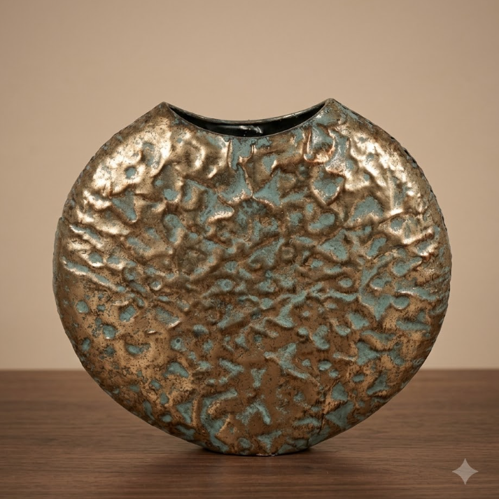 Platte Ovale Vaas Lisa May | Bronzey Gold | 39x42cm