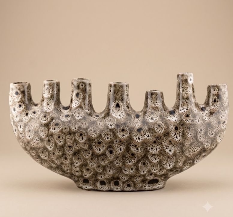 Japandi Tulpenvaas 'Speckled' | Beige / Bruin | 21,8x12,8x32cm