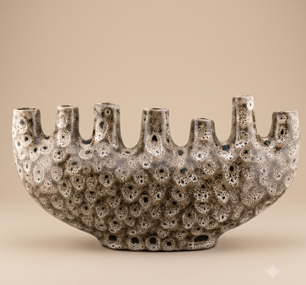 Japandi Tulpenvaas 'Speckled' | Beige / Bruin | 21,8x12,8x32cm