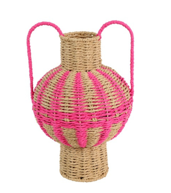Rotan Kruik Jade | Naturel/Fuchsia | 38cm