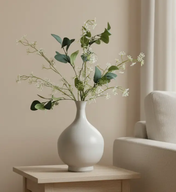 Beige Vaas Inclusief Kunst Takken Groen