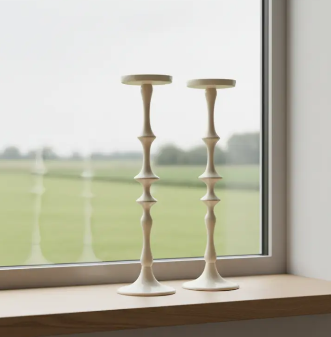 Beige Kandelaar ‘Vicari’ | Ø12x44 cm | 1st