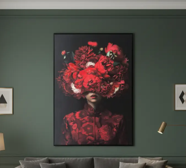Schilderij 'Vrouw Bloemexplosie' |  60x80cm