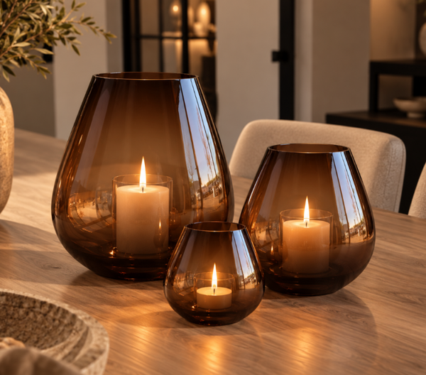 Tasman Windlichten | Dark Smoke Brown | Verkrijgbaar in 3 maten