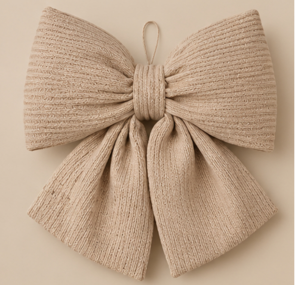 Sier Kussen Strik Met Hanger | Beige Glitter | Verkrijgbaar in 3 maten