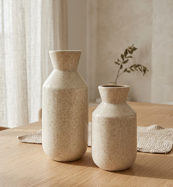 Aardewerk Beige Vaas 'Lolita' | Verkrijgbaar in 2 maten