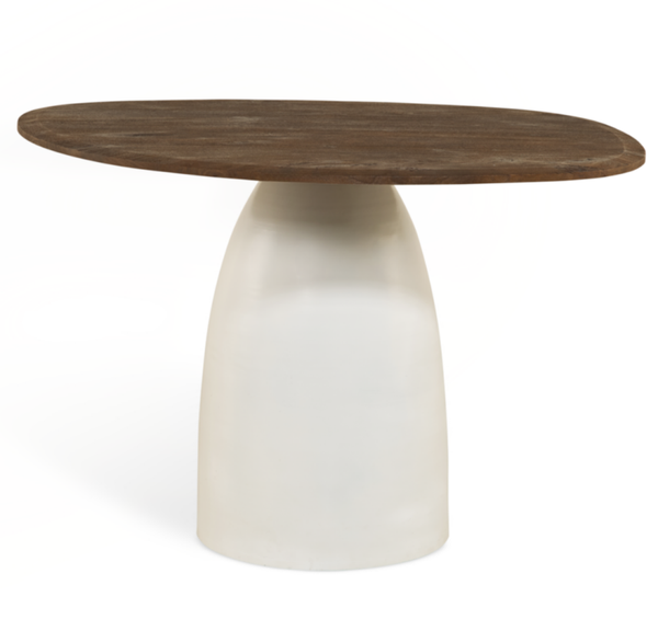 Organische Vorm Eettafel Bora – Ø140cm Bruin Walnoot / Beige