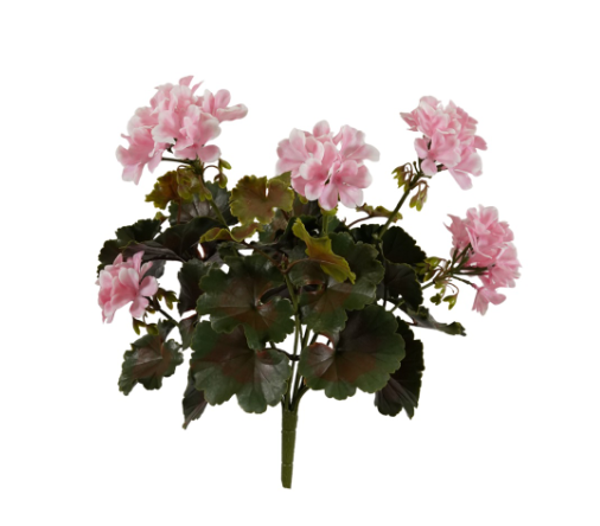 Kunst Geranium Bush UV Roze/Wit – 38 cm | UV Bestendige Kunstplant