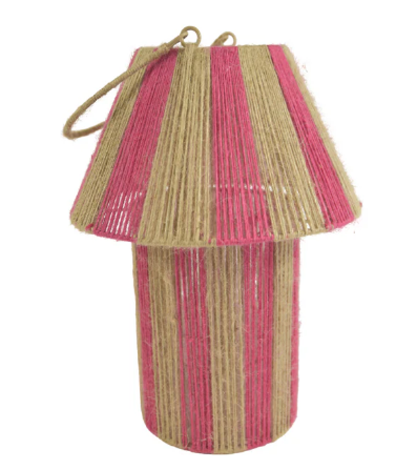 Lantaarn Jute Fuchsia/Naturel | D27,5 H36/53cm