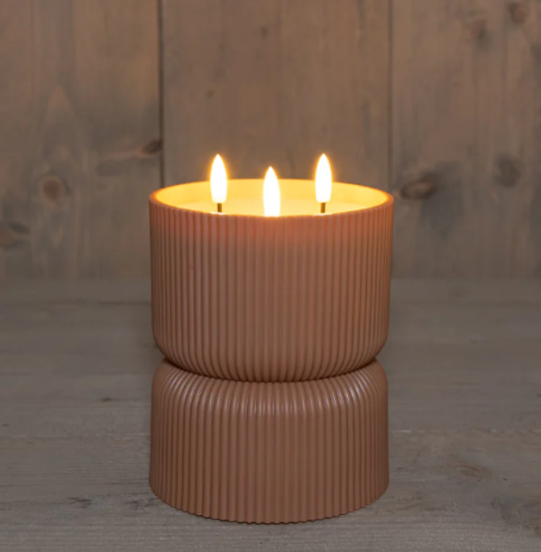 Buiten Kaars 3D Vlam Terra | 3 Vlammen | 13X13X17,5CM