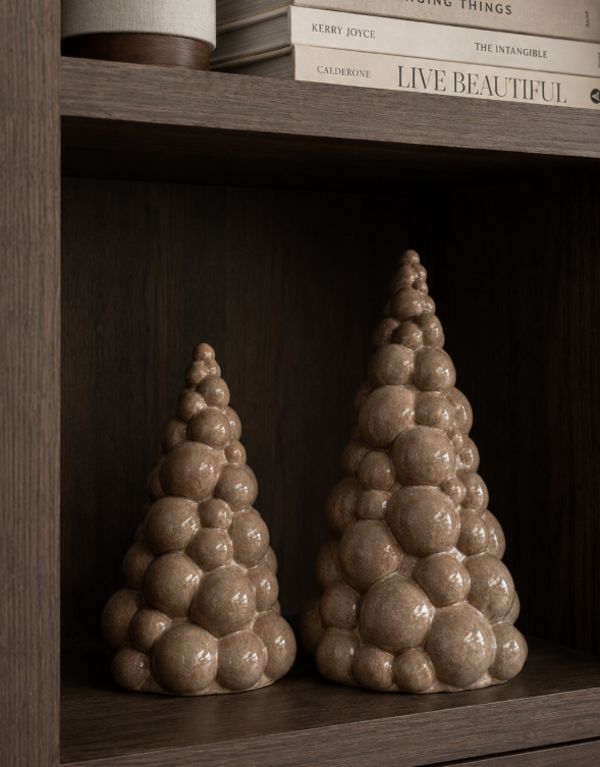 Bol Kerstboom Ornament | Set van 2 Beige