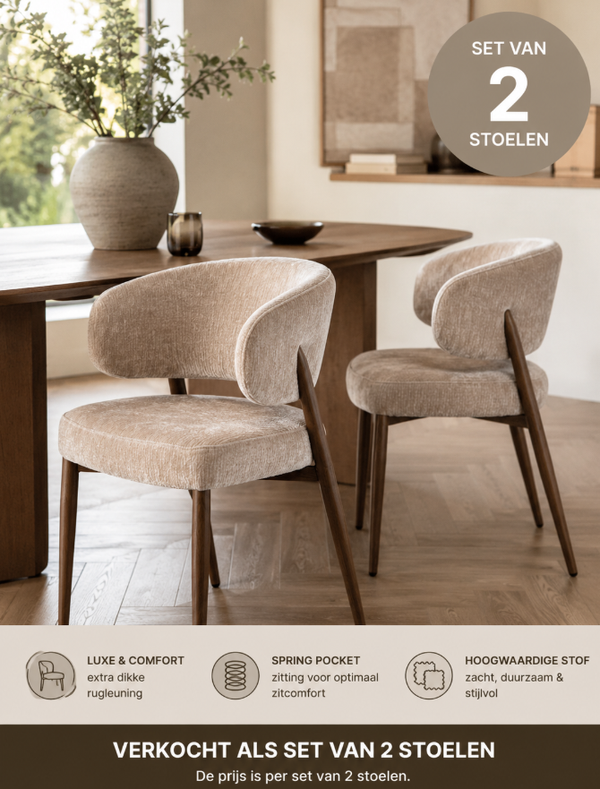 Eetkamerstoelen Set van 2 | Fuji Chair Tan