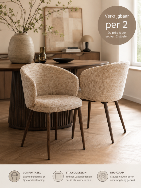 Eetkamerstoelen Set van 2 | Luna Chair Cream