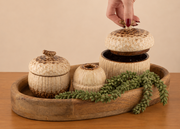 Opbergbakje Pompoen Aardewerk Beige | In 2 maten