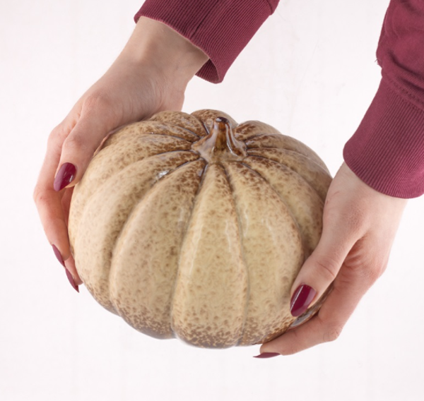 Aardewerk Pompoen Beige 'Globe' | 17x17x12,5cm