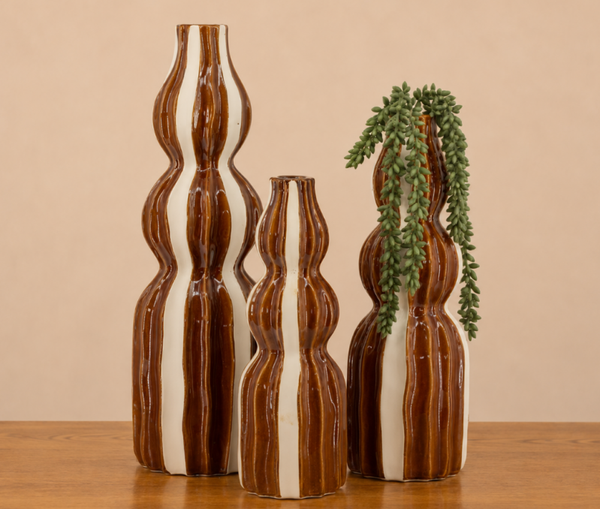 Aardewerk Vaas Bruin/Beige 'Arch' | In 3 maten