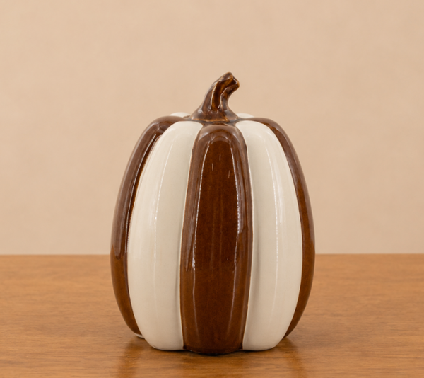 Aardewerk Pompoen Bruin/Beige 'Earthtone' | 13x13x17,5cm