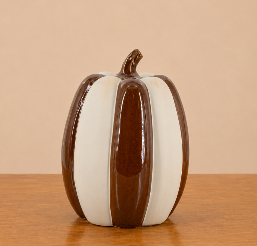 Aardewerk Pompoen Bruin/Beige 'Earthtone' | 16x16x22,5cm
