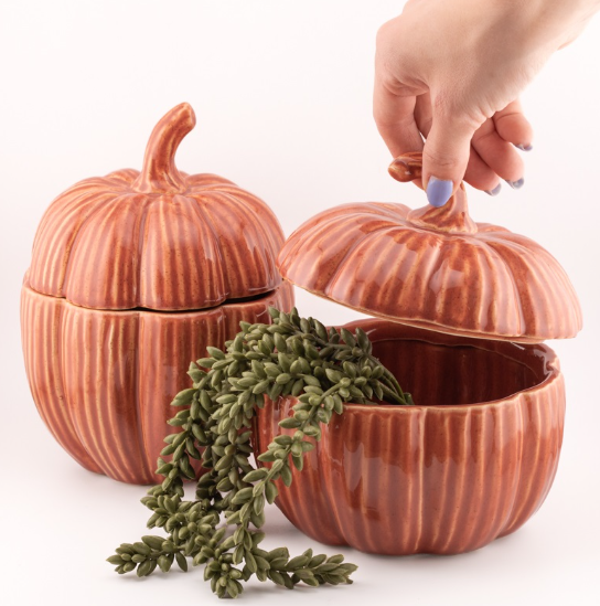 Opbergbakje Pompoen Aardewerk Sandstone 'Gourd' | In 2 maten