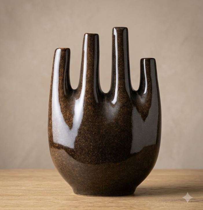 Bruine Tulpenvaas | Aardewerk | 30,2x10x15,5cm