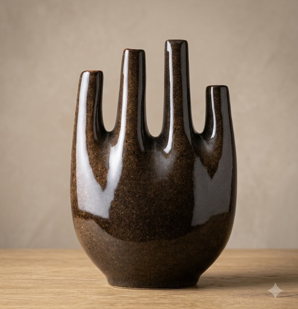 Bruine Tulpenvaas | Aardewerk | 30,2x10x15,5cm
